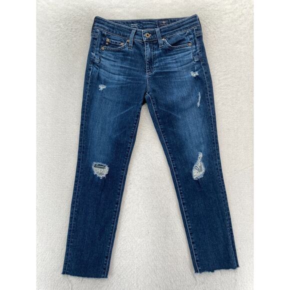 AG Adriano Goldschmied The Beau Women's 24 Slouchy Skinny Blue Denim‎ Distressed - Picture 1 of 13